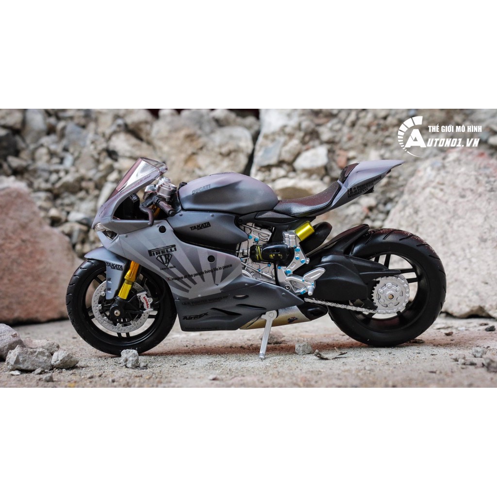 MÔ HÌNH XE ĐỘ DUCATI 1199 PANIGALE S LIBERTY WALK GRAY CUSTOM 1:12 MAISTO D220A
