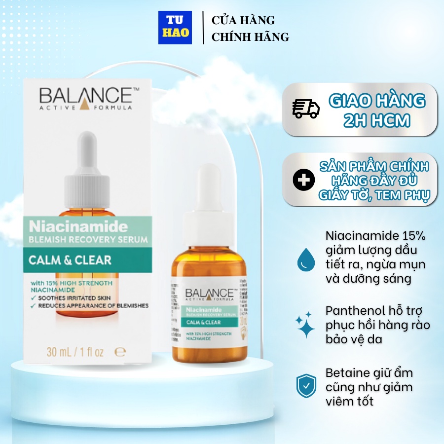 Tinh chất serum Balance Niacinamide 15% Active Formula Blemish giảm mụn 30ml