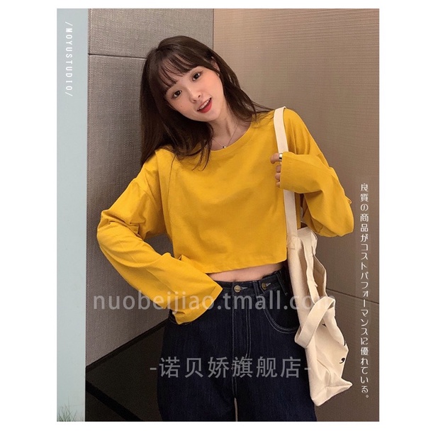 Áo thun CROPTOP tay dài Trơn Basic 7 Màu Hàn Quốc cực xinh