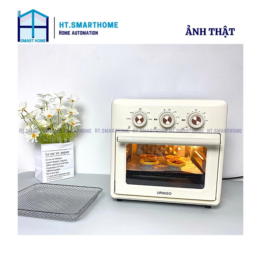 Lò nướng Uringo dung tích 15L 1200W - Nồi chiên không dầu kiêm lò nướng đối lưu đa năng 2in1
