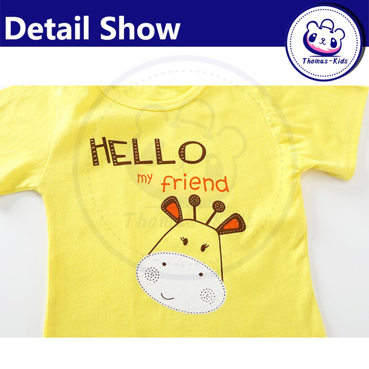[THOMAS KIDS] Áo Thun Cotton Ngắn Tay In Họa Tiết Hoạt Hình Cho Bé Trai Gái 1-6 Tuổi