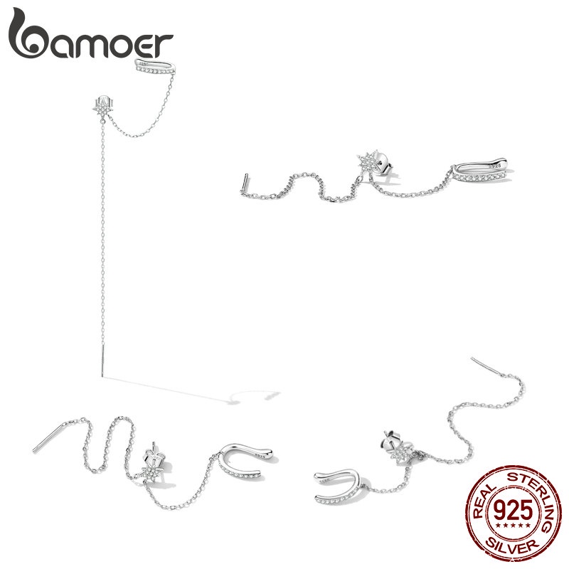 Bông tai BAMOER Bạc 925 hình ngôi sao thời trang