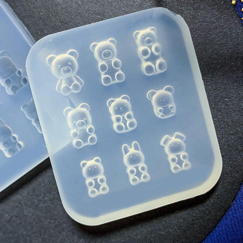 Khuôn Silicone Làm Móc Khóa Hình Gấu Lấp Lánh