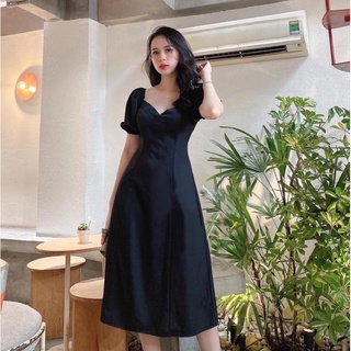 Đầm đen cổ V basic (kèm hình thật)