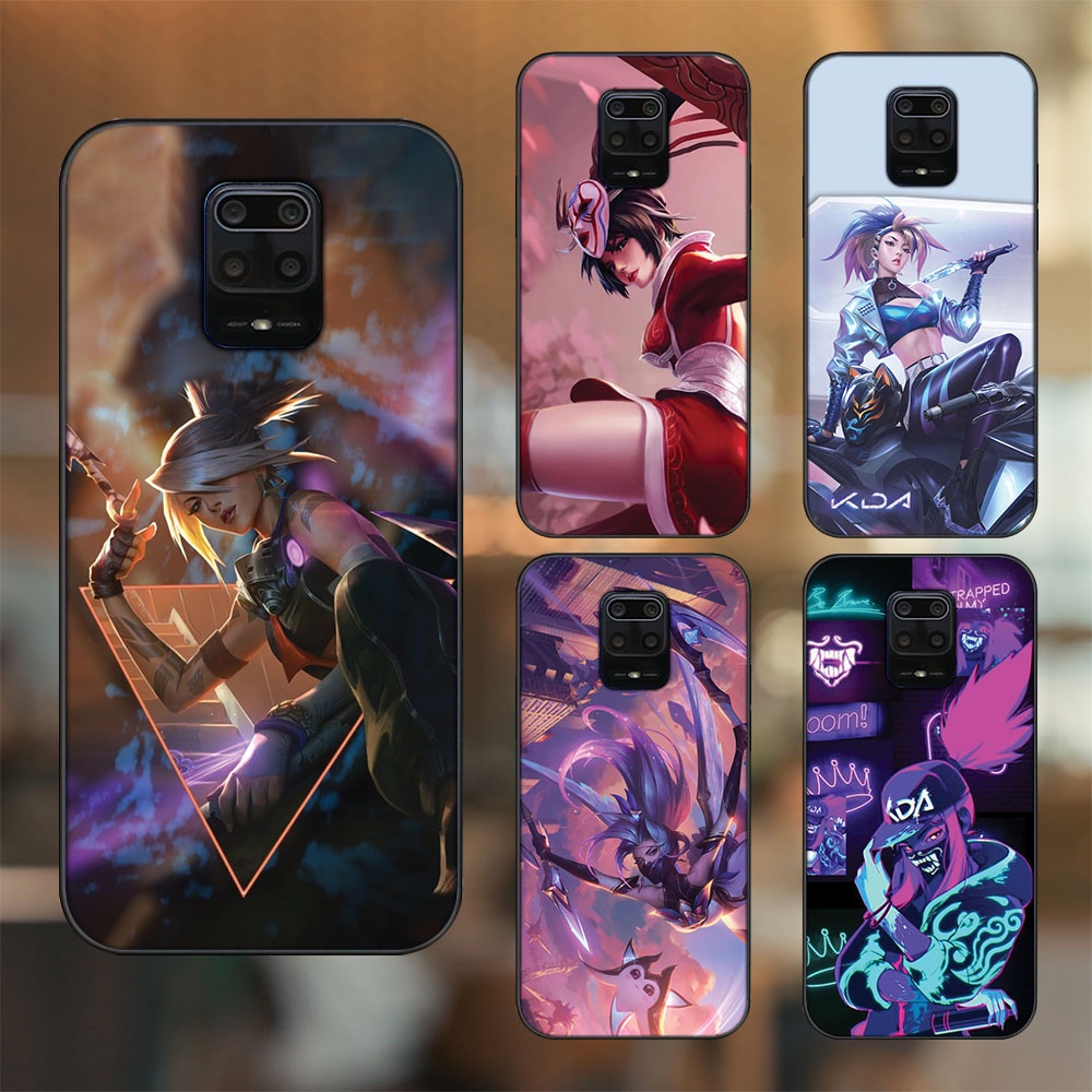 Ốp lưng Xiaomi Redmi Note 9s, Note 9 Pro viền đen in hình Akali Liên Minh Huyền Thoại