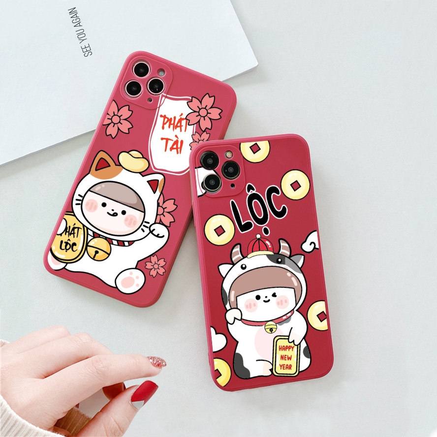 Ốp lưng iphone vuông mèo bò năm mới 5s/6/6plus/6s/6splus/7/7plus/8/8plus/x/xr/xs/11/12/pro/max/plus/promax - Awifi M3-2 | BigBuy360 - bigbuy360.vn