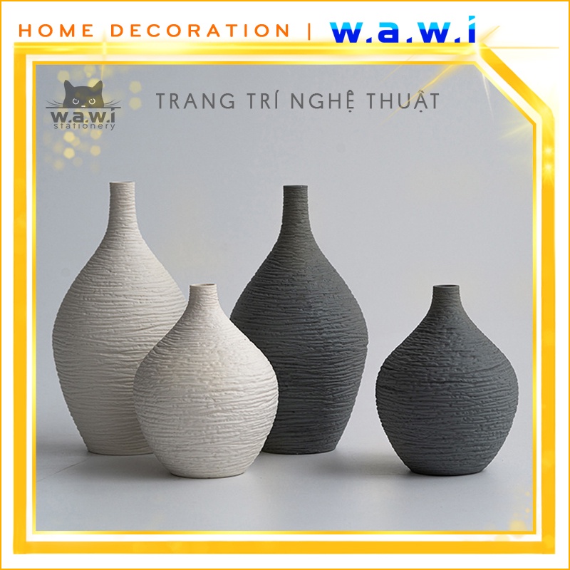 Bình hoa thủ công bề mặt gốm sáng tạo, trang trí nghệ thuật đơn giản, phong cách hiện đại