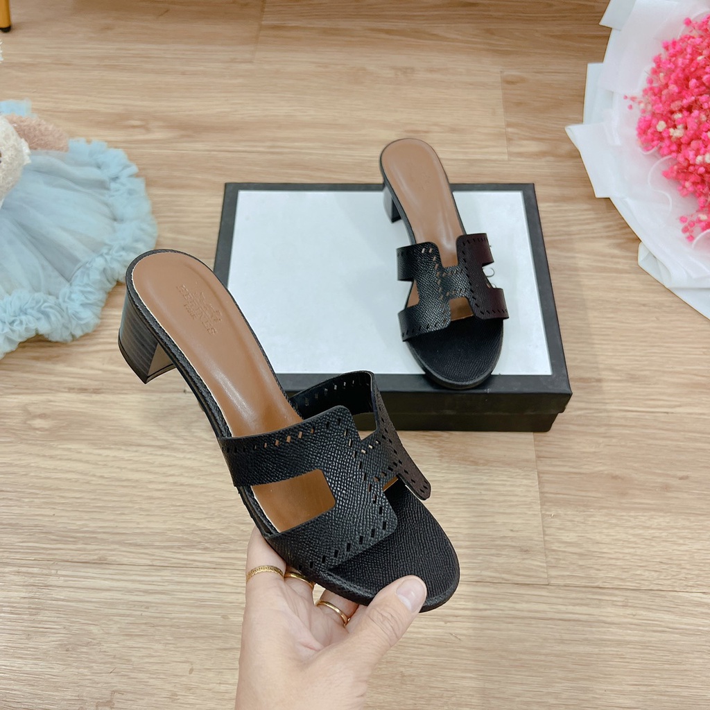 % ẢNH THẬT Guốc cao 5cm quai chữ H da sang đẹp ,hàng bao chuẩn bền đẹp