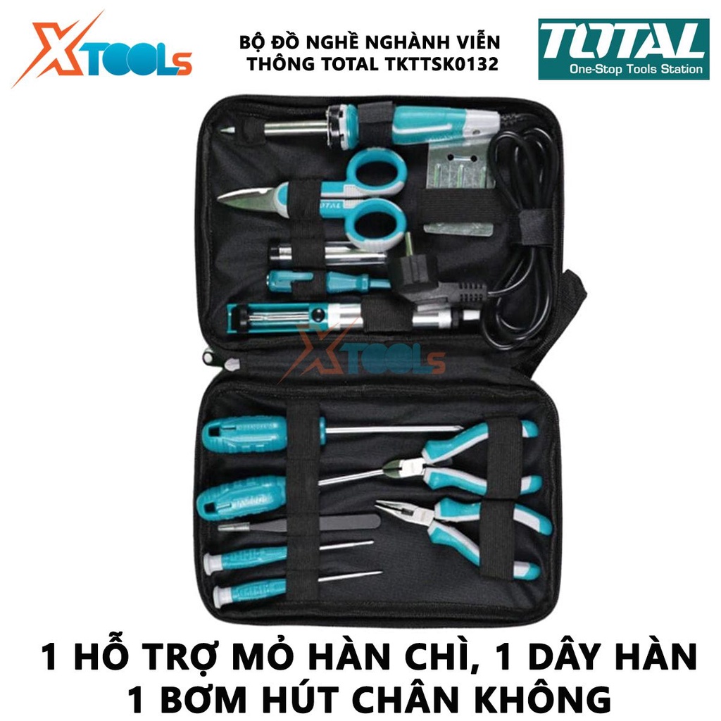 Bộ đồ nghề ngành viễn thông 13 chi tiết TOTAL TKTTSK0132 | giúp sữa chữa, lắp ráp, bảo dưỡng [CHÍNH HÃNG] [XTOOLs]