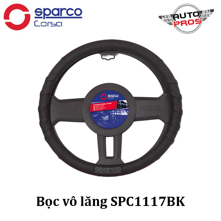 Bọc vô lăng Sparco SPC1117BK (Đen viền chỉ đỏ)