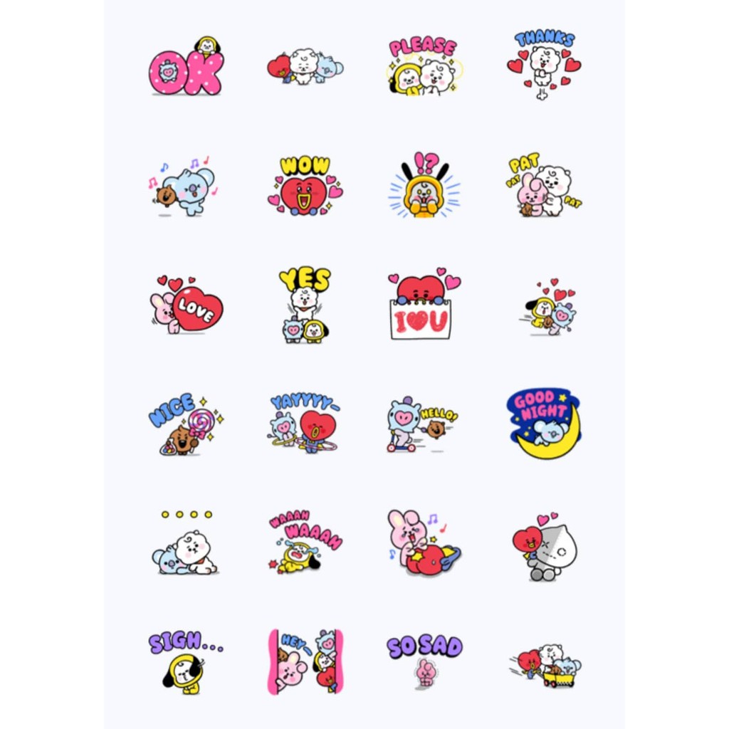 [SET 15] Bộ 24 sticker hình BTS, BT21 Baby - LLD060