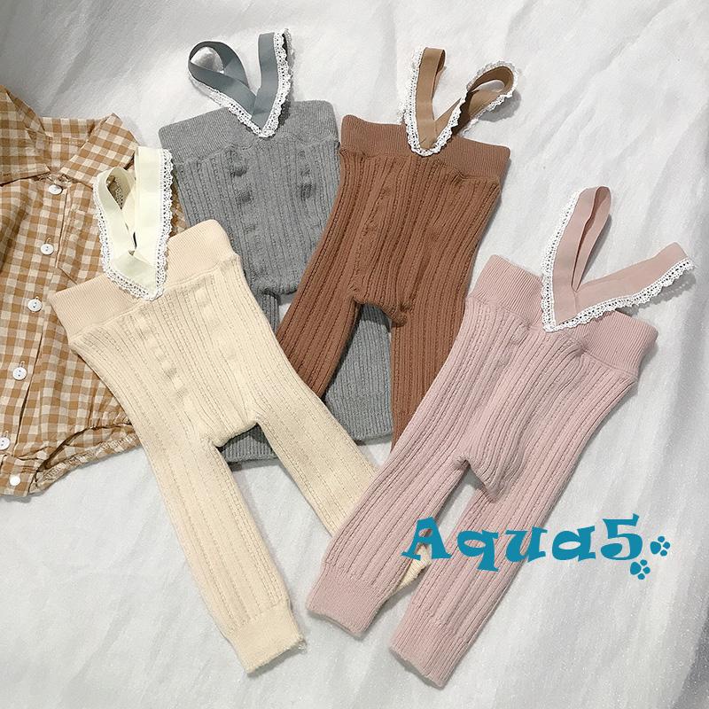 Aqq-q-q-quần Tất Dệt Kim Co Giãn Mềm Mại Phối Ren Mặc Hàng Ngày Cho Bé Gái