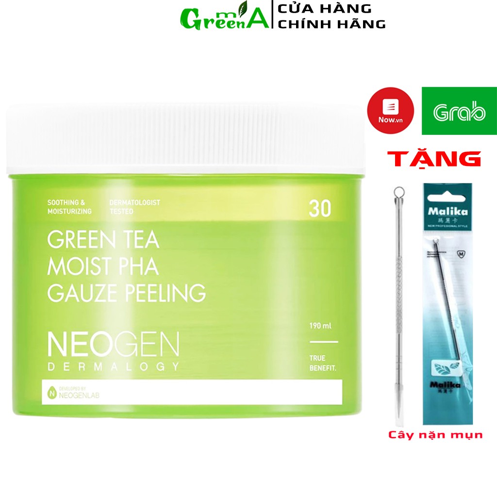 Tẩy Da Chết Trà Xanh Neogen Dermalogy Green Tea Moist PHA Guaze Peeling Pad 30 Miếng [NHẬP KHẨU CHÍNH HÃNG]