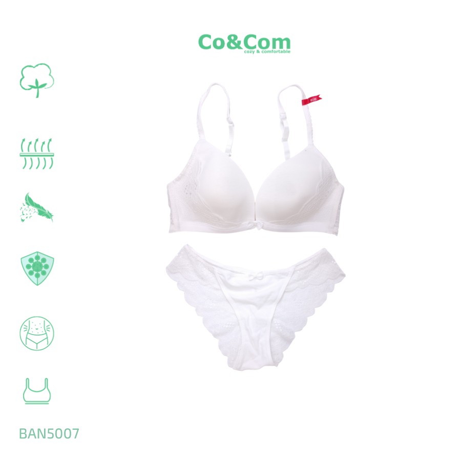 Bộ Đồ Lót Nữ Co&Com BAN5007 Không Gọng Không Đệm Mút Chất Cotton Pha Ren Quyến Rũ Mềm Mại | BigBuy360 - bigbuy360.vn