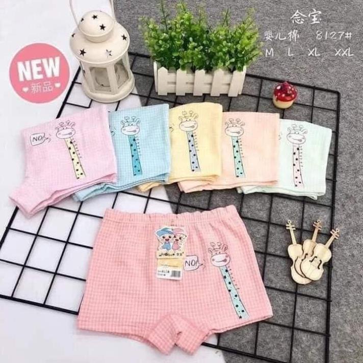 (giá sỉ) LÓ 10 QUẦN LÓT ĐÙI COTTON IN HÌNH HƯƠU CAO CỔ CHO BÉ MÃ 8127 (TỪ 8-30KG)