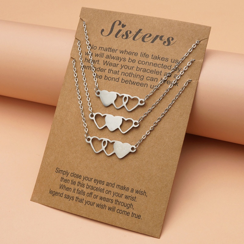 Set 3 Vòng Tay / 3 Thẻ Tình Bạn Mặt Trái Tim