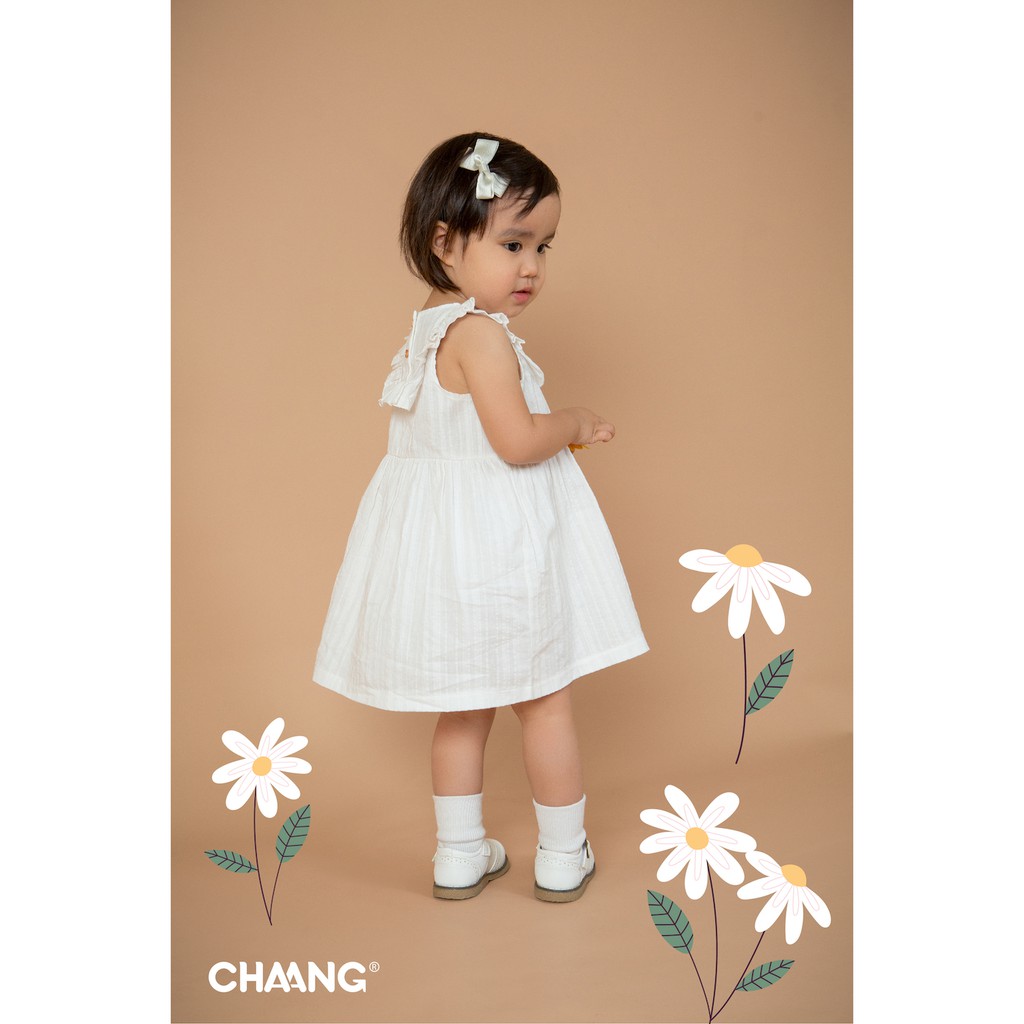 Váy cổ bèo CHAANG summer trắng cho bé gái