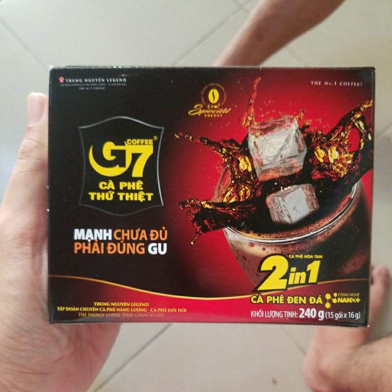 Cà phê G7 đen đá 2in1, cà phê hòa tan 2in1 đen đá Hạn sử dụng 01/10/2023