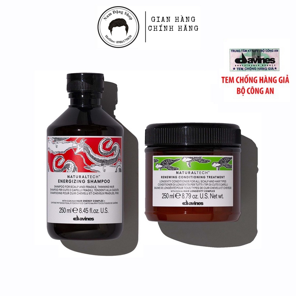 Combo Dầu Gội Chống Rụng Tóc Davines Naturaltech Energizing Shampoo và Dầu Xả Davines Renewing Conditioning Treatment