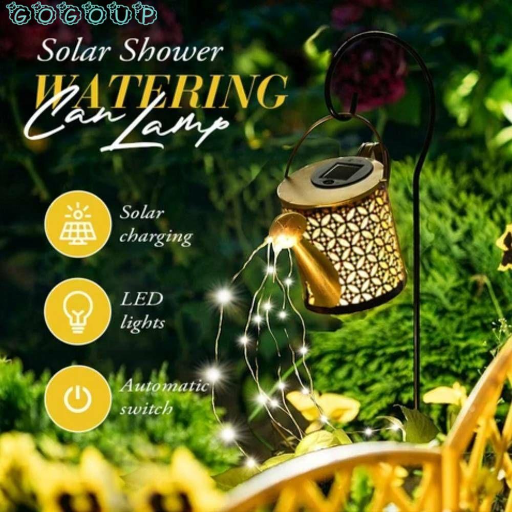Bình Đựng Nước Có Dây Đèn Bằng Sắt Sử Dụng Năng Lượng Mặt Trời Trang Trí Sân Vườn