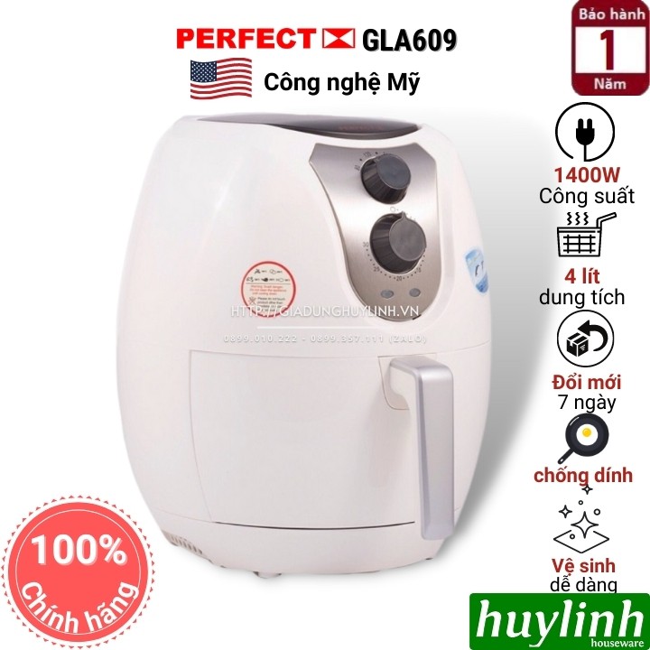 [Mã ELHAMS5 giảm 6% đơn 300K] Nồi chiên không dầu Perfect GLA-609 - 4 lít