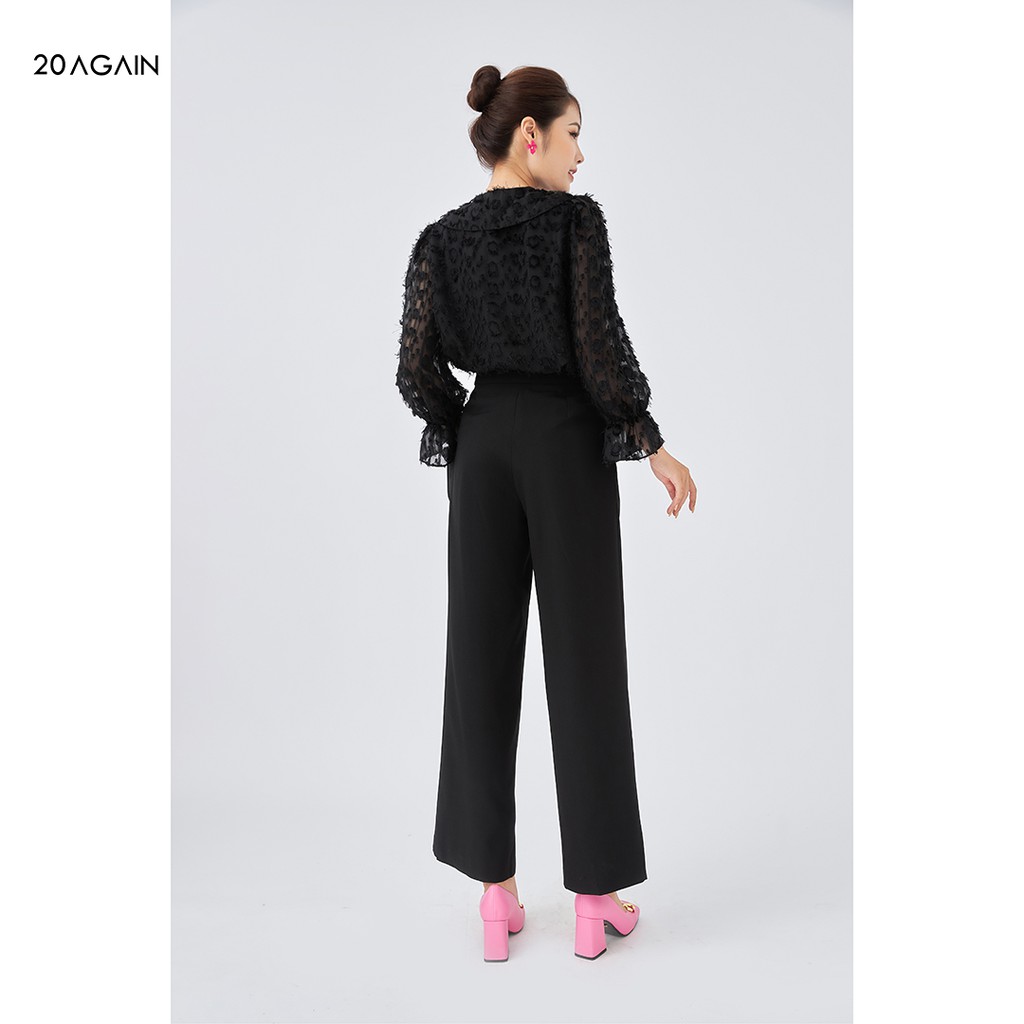 [Mã WABR20AG15 giảm 10% đơn 99K] Áo sơ mi nữ 20Again cổ sen đính nơ, tay áo bo điệu đà ASC0106