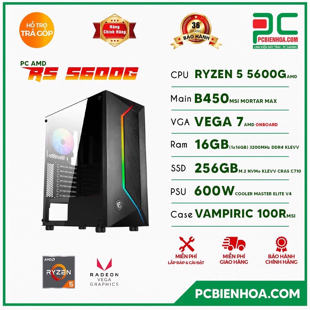 Máy tính AMD R5 5600G ( RYZEN 5 5600G / B450 / 16GB / 256GB ) | BigBuy360 - bigbuy360.vn