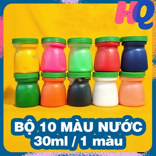 🌈Bộ 10 màu nước tô tượng, vẽ tranh cho bé 30 ml /1 màu - Màu loại 1 chất đặc, pha thêm nước khi dùng nên rất tiết kiệm