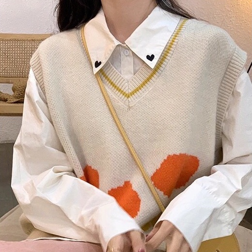 (MỚI) Áo len không tay cổ chữ V form rộng theo phong cách retro Hàn Quốc