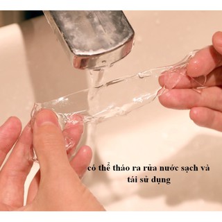 Băng keo cường lực dính hai mặt trong suốt tái sử dụng nhiều lần