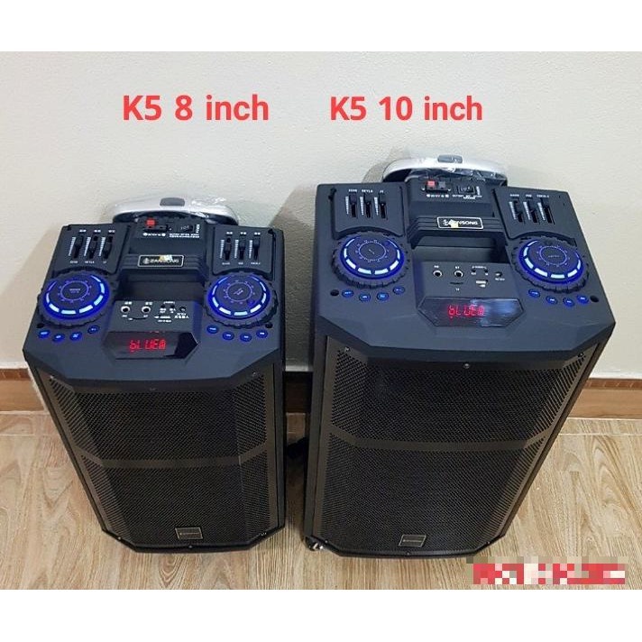 Loa kéo bluetooth karaoke DJ K5 8 INCH Và 10 INCH chính hãng Tặng kèm 2 micro – Ruby Group