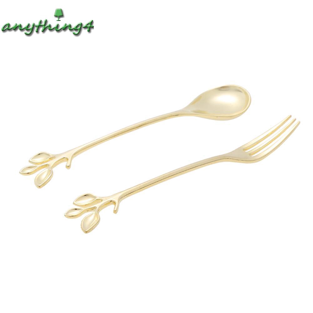 ♚any♚ Convenient 2pcs/Set Coffee Dessert Spoon Vintage Royal Style Branch Shape Cutlery Fork