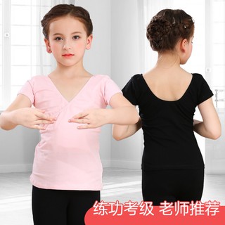 Bộ Đồ Tập Nhảy Tay Ngắn Cổ Chữ V Vạt Chéo Cho Bé