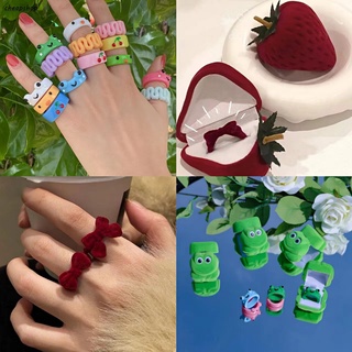 Nhẫn Resin Hình Con Ếch Thời Trang Cho Nam Nữ Chú Gà Bằng Nhựa Resin Thời Trang Cho Nam Nữ Nhẫn mặt nơ Hộp đựng trang sức kiểu quả dâu sáng tạo