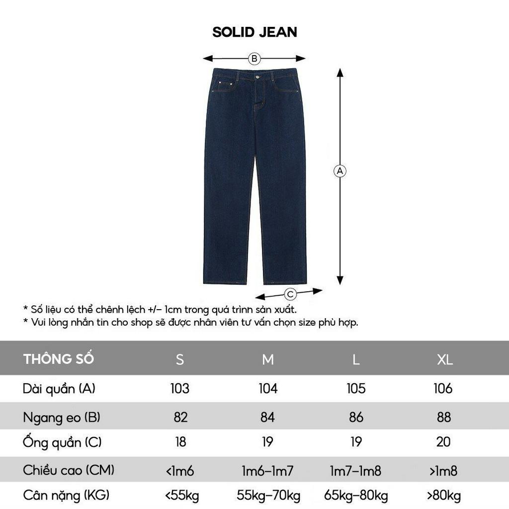 Quần jeans nam màu xanh HUGU - SOLID JEANS - thiết kế đơn giản, chất liệu denim