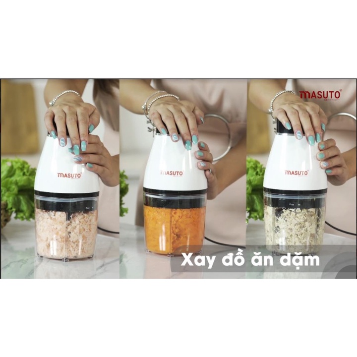 Máy xay thịt đa năng Masuto - Máy say ăn dặm cho trẻ, dao xoay 2 tầng 4 lưỡi, thiết kế thông minh - Bảo hành 12 tháng