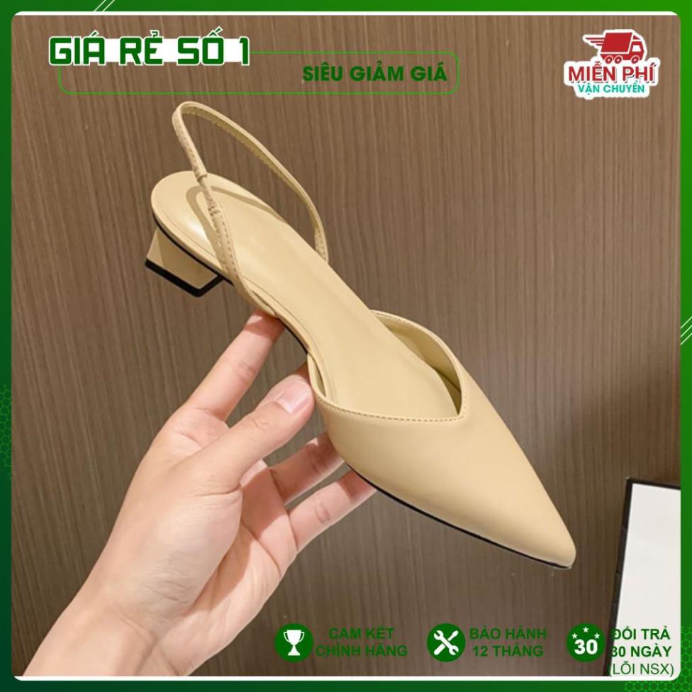 Giày nữ dép sandal gót vuông mũi nhọn  cao 3cm chất siêu mềm êm chân-DA534 .