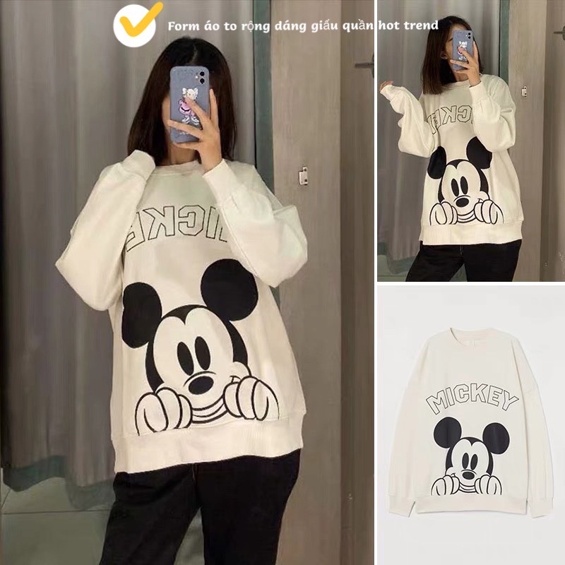 Áo nỉ sweater (ảnh thật, video). Áo sweater form rộng hình mickey cho nữ Zara tuồn | BigBuy360 - bigbuy360.vn