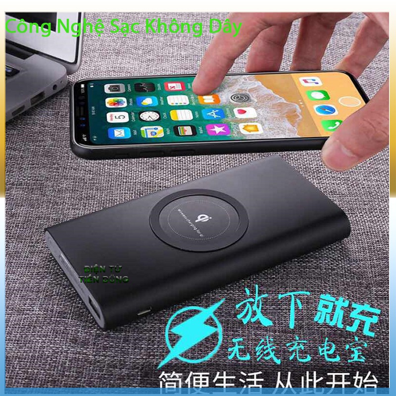 Pin dự phòng 10000mAh kiêm sạc không dây chuẩn QI có 1 cổng USB