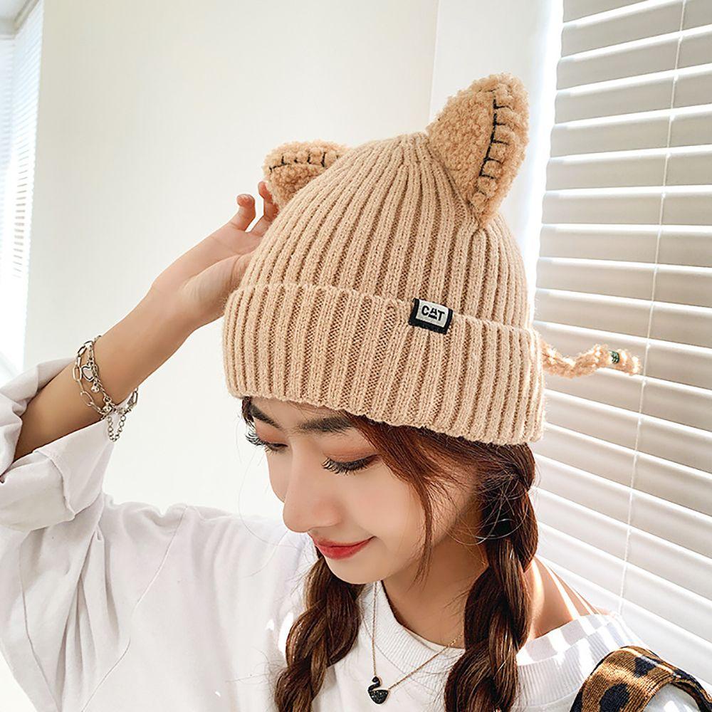 Mũ Len Beanie Đính Tai Mèo Hoạt Hình Thời Trang Cho Cặp Đôi
