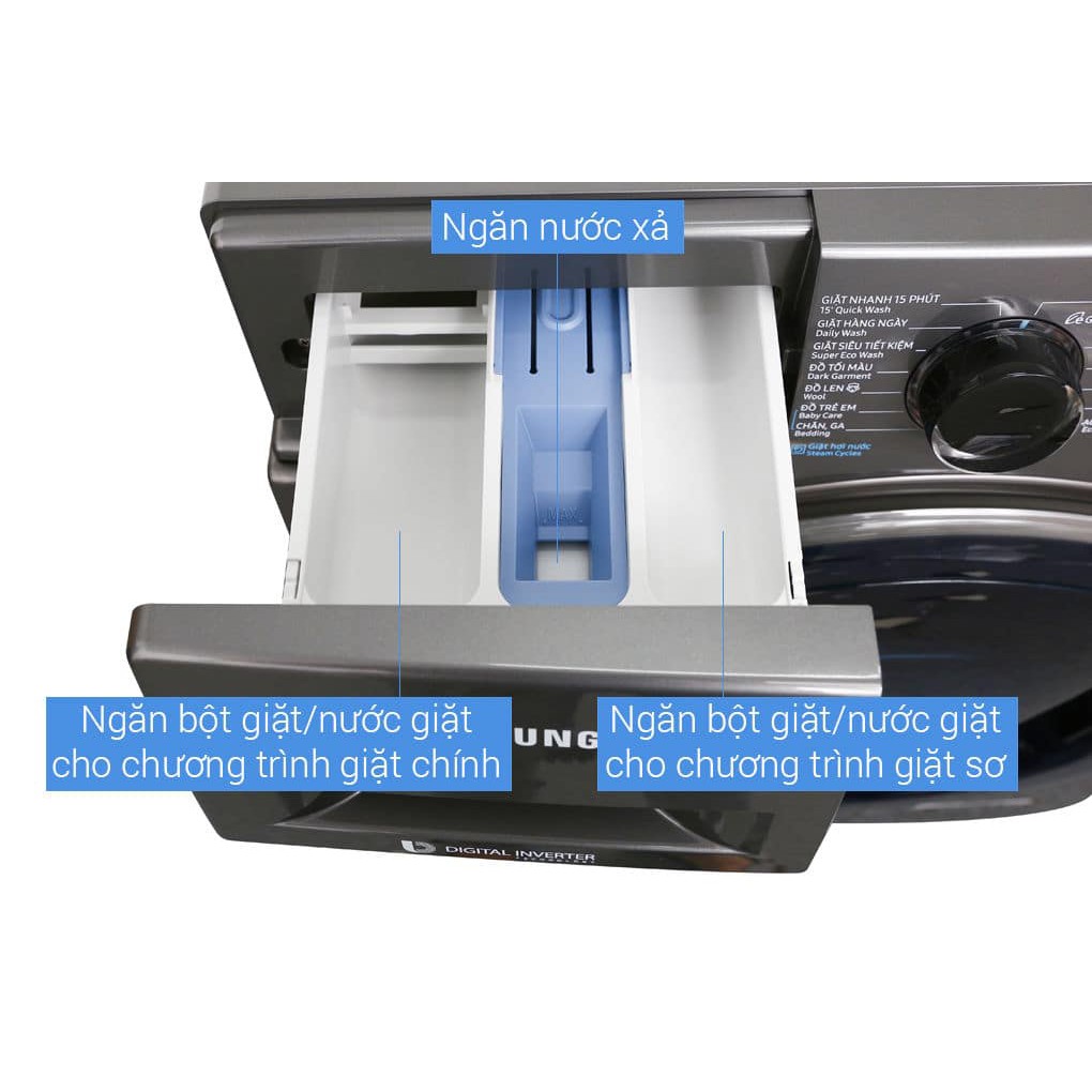 Máy giặt Samsung Addwash Inverter 9 kg WW90K54E0UX/SV , giặt hơi nước, Thêm đồ khi đang giặt, giao hàng miễn phí HCM