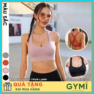 Áo bra tập gym yoga nữ GYMI AL30 có mút ngực chất thun lạnh thể thao khoá thumbnail