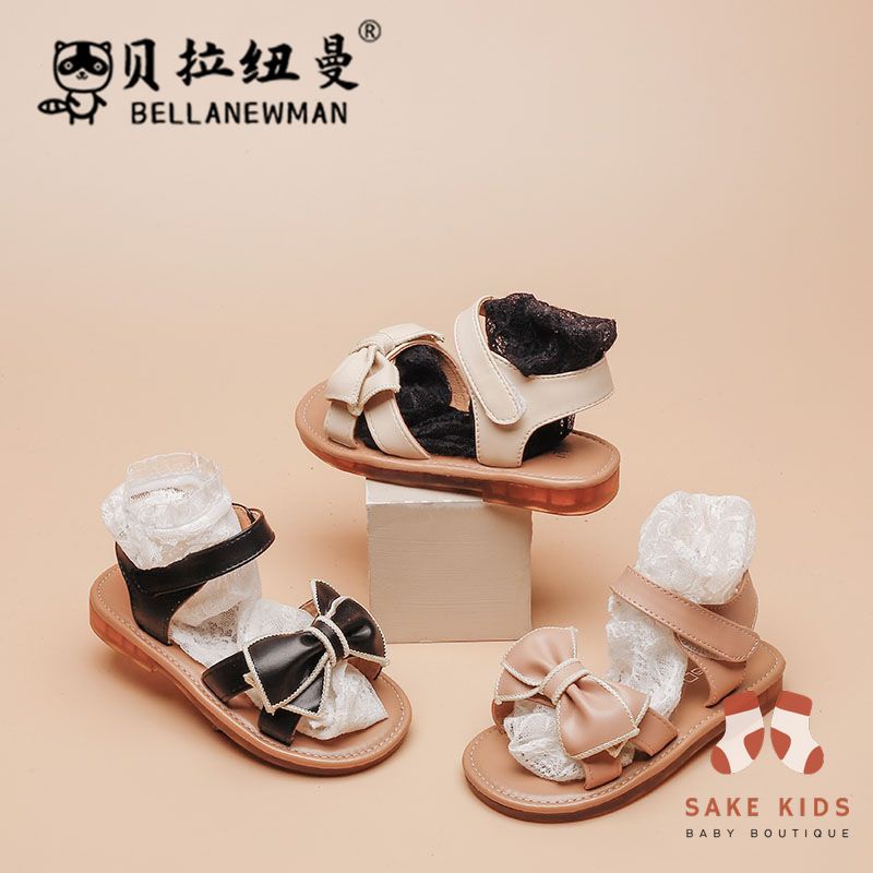 Giày sandal bé gái - Dép quai hậu gắn Nơ thêu viền quai dán chất mềm nhẹ kiểu dáng Hàn Quốc mẫu mới nhất M63