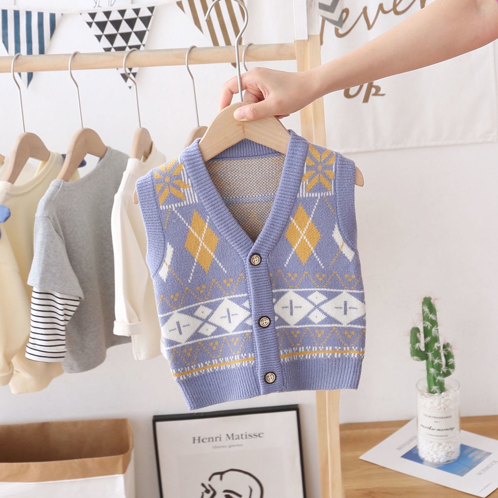 Áo khoác cardigan dệt kim không tay thời trang cho bé