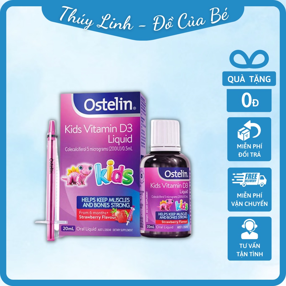 Vitamin D3 Ostelin Kid Liquid Úc 20ml Cho Trẻ Sơ Sinh Và Trẻ Em Dưới 12 Tuổi