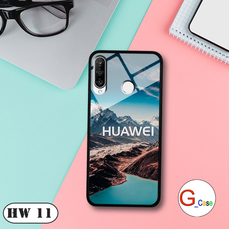 Ốp lưng Huawei P30 Lite-lưng kính in logo hãng điện thoại