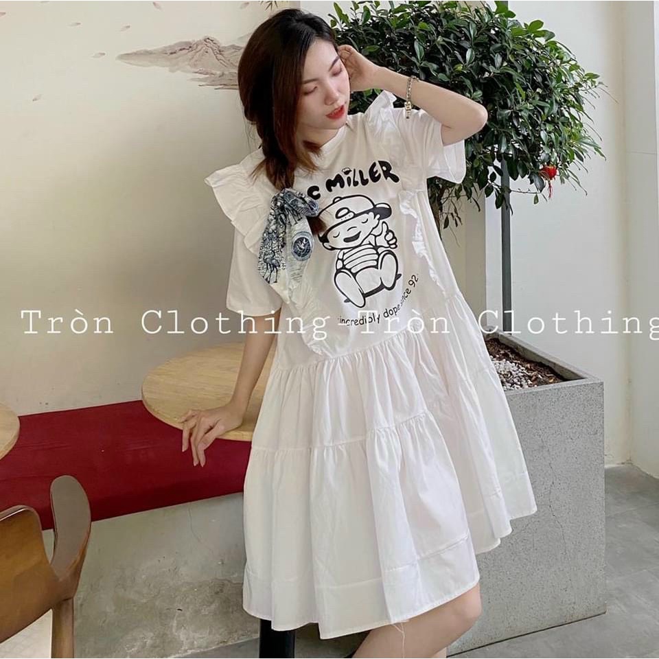 Đầm dáng xòe bbd in hình hoạt hình u
