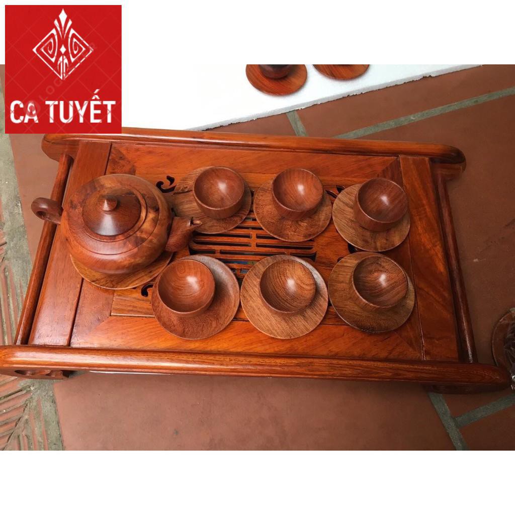 Khay Gỗ Hương Để Ấm Chén Cao Cấp 35cmx45cmxcao 13cm