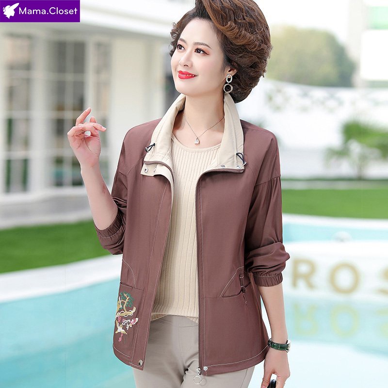 #ZH2105 ÁO KHOÁC GIÓ THU ĐÔNG CHO PHỤ NỮ TRUNG NIÊN, CHO MẸ, CHO BÀ, QUÀ TẶNG MẸ, HÀNG QUẢNG CHÂU MỚI 2021