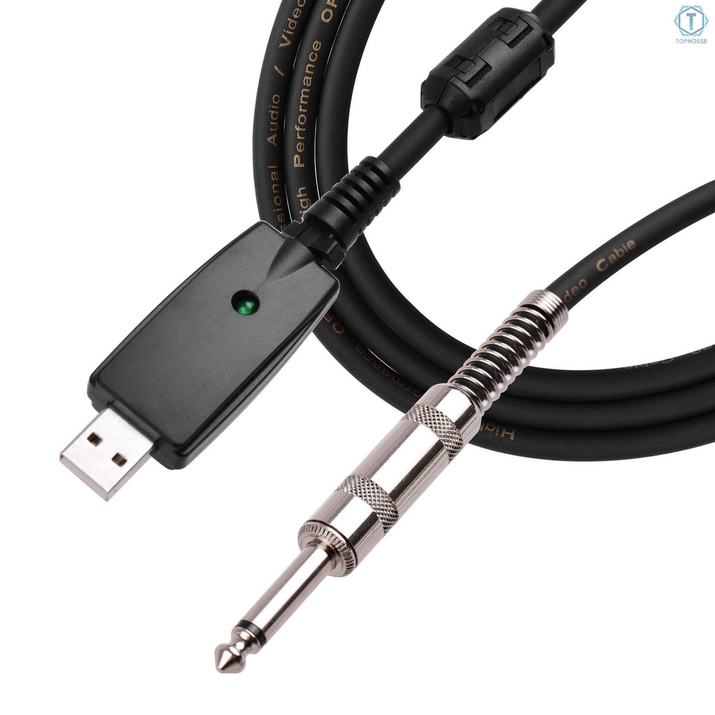 Te USB Guitar Andio Cable USB Male Interface to 6.35mm (1/4inch) Mono Electric Guitar Connection Cable Professional Guitar to PC USB Link Recording Cable Compatible with Windows / MacOS- Supports Both 44.1 kHz and 48 kHz Sample Rate Providing Sound